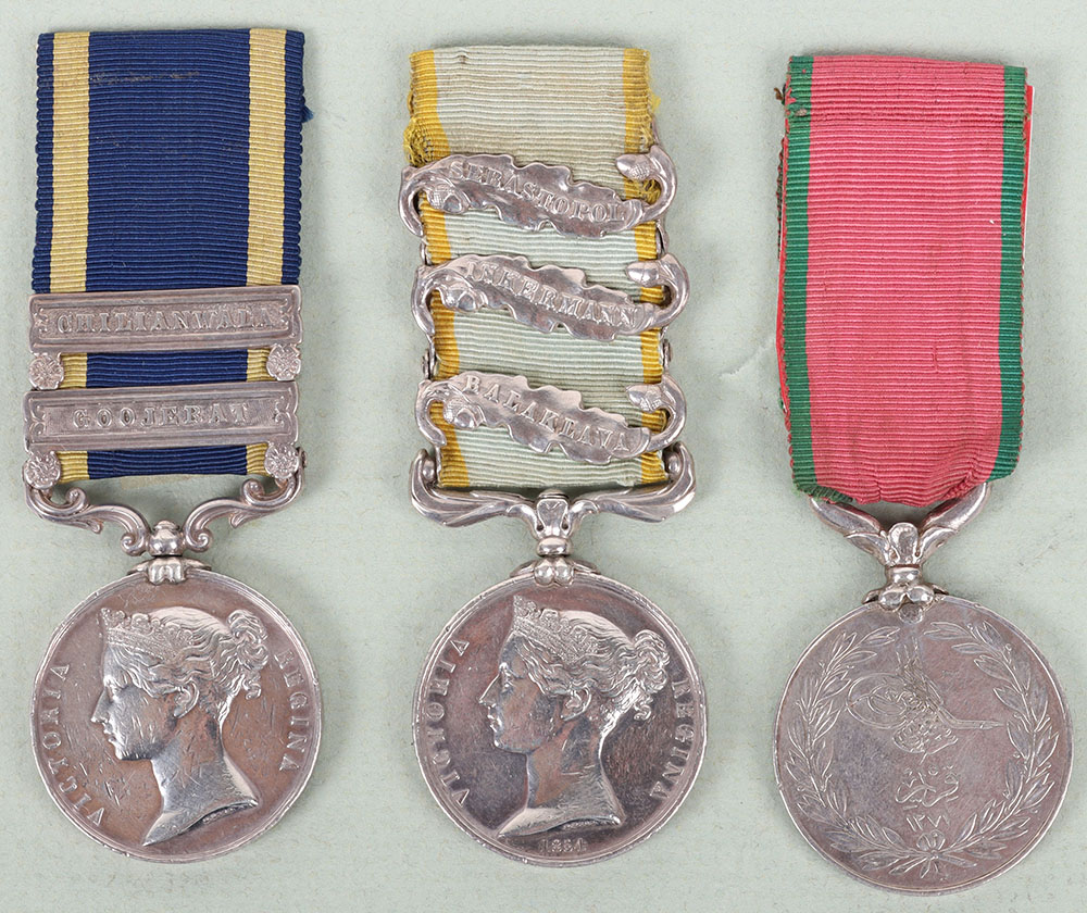 #13 – Victorian Cavalry Medal Group of Three for Service in the Light Dragoons in the Punjab and in the Heavy Brigade in the Crimean War