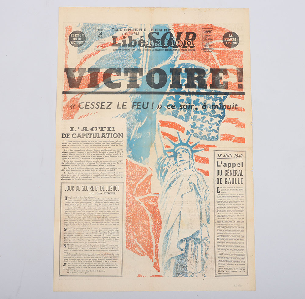 #325 – WW2 Free French Liberation Newspaper Double Sided Poster