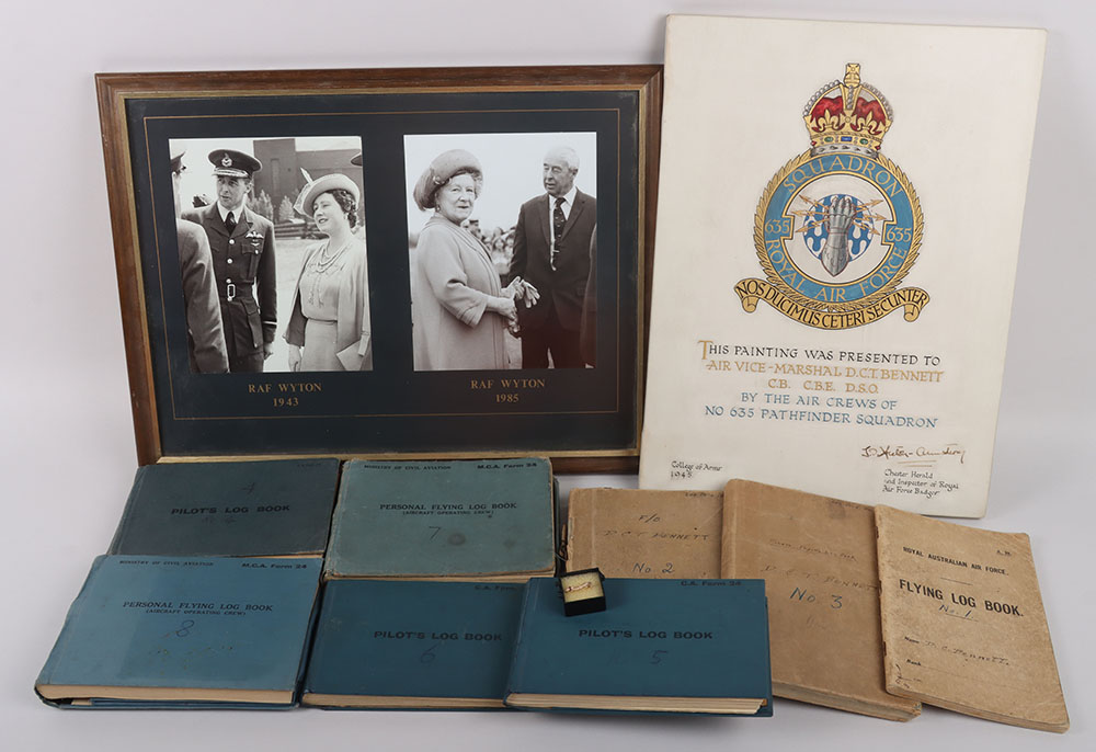 #373 – Nationally Important Gold Caterpillar Club Badge and Log Books of Air Vice Marshall Donald Bennett CB, CBE, DSO, Royal Air Force, Commander of the Pathfinder Force During WW2