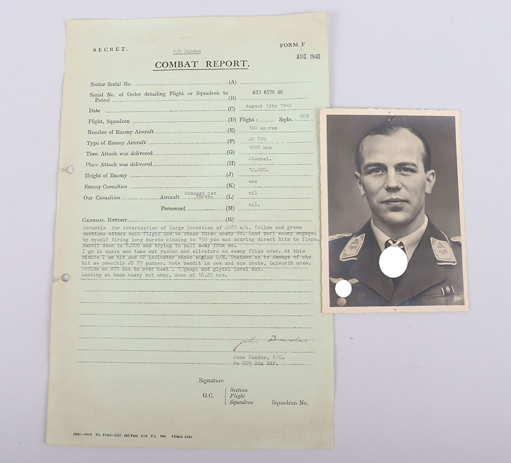 #381 – Royal Air Force Battle of Britain Combat Report of Flying Officer John Dundas DFC & Bar 609 Squadron