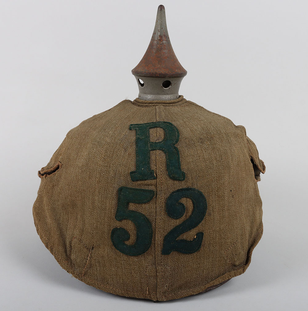 #609 – WW1 Prussian Reserve Infantry Regiment Nr52 M-15 Pickelhaube with Original Trench Cover