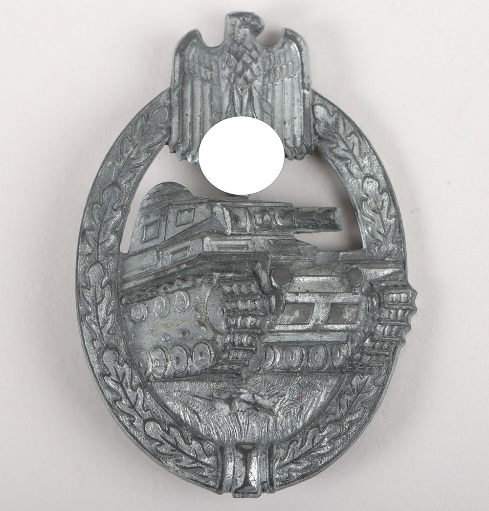 #681 – WW2 German Army / Waffen-SS Panzer Assault Combat Badge in Silver by Hermann Aurich, Dresden