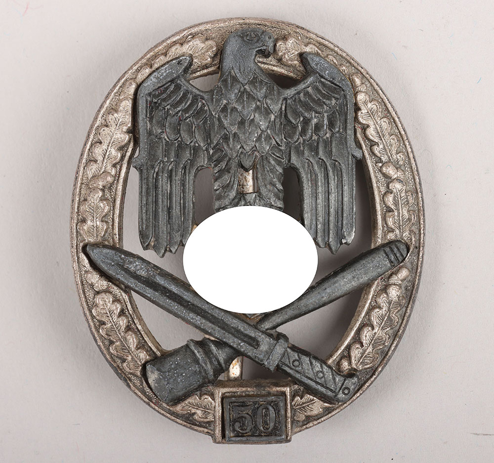 #685 – WW2 German Army / Waffen-SS General Assault Badge for 50 Engagements by Rudolf Karneth, Gablionz