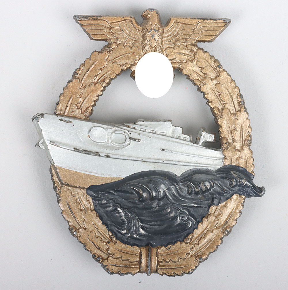 #695 – WW2 German Kriegsmarine 2nd Model E-Boat War Badge by AS, Gablonz