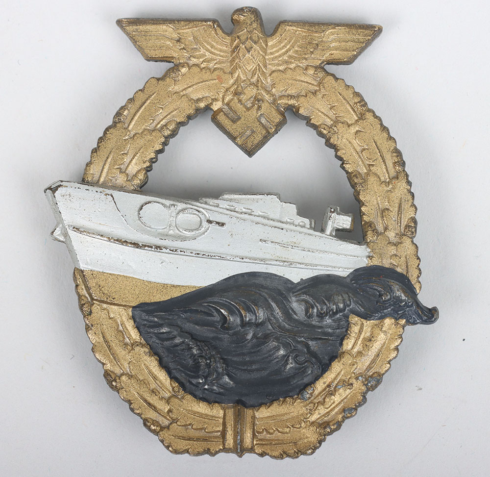 #696 – WW2 German Kriegsmarine 2nd Model E-Boat War Badge by AS, Gablonz