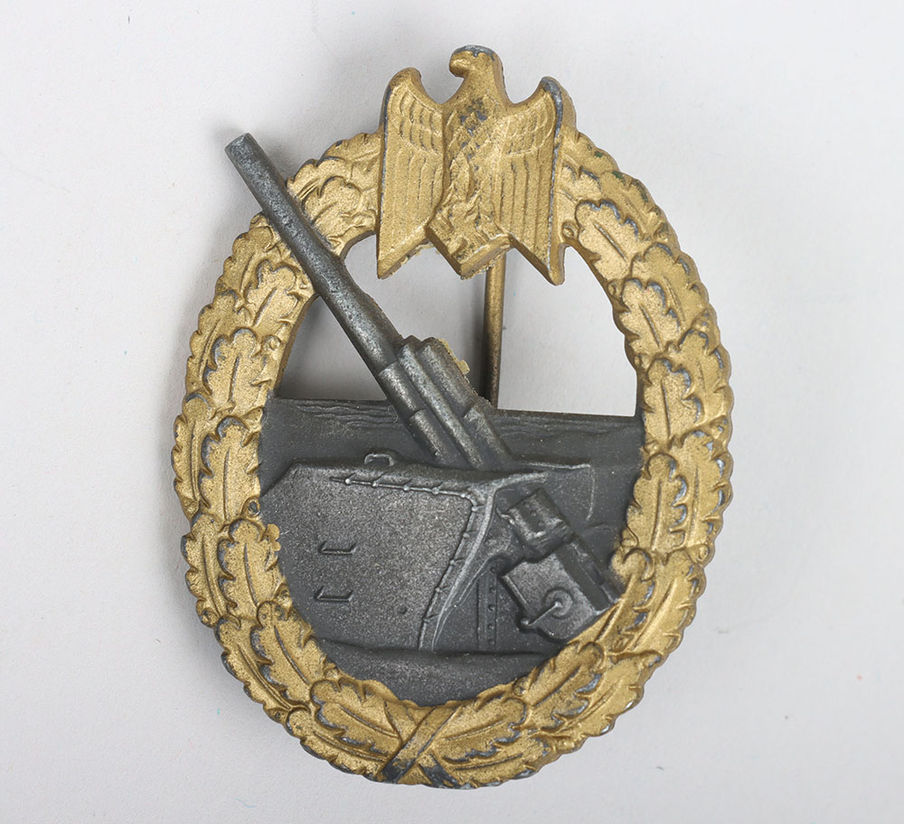 #697 – WW2 German Kriegsmarine Coastal Artillery War Badge by Friedrich Linden, Lüdenscheid