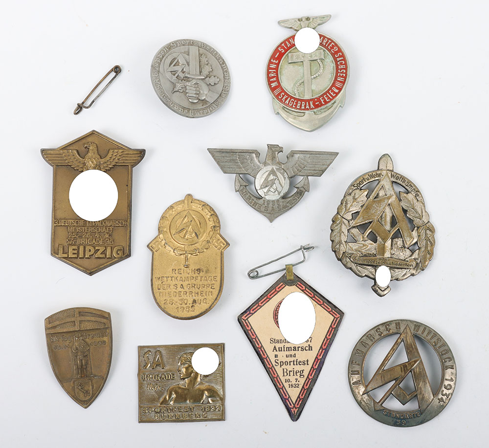 #726 – Grouping of Third Reich Early Rally / Day Badges of the NSDAP, SA and Hitler Youth