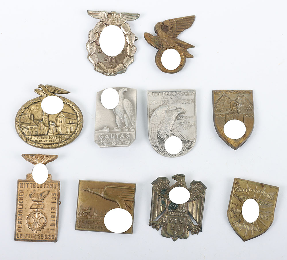 #731 – Selection of Third Reich Rally / Day Badges of NSDAP, Political, SA and Hitlerjugend