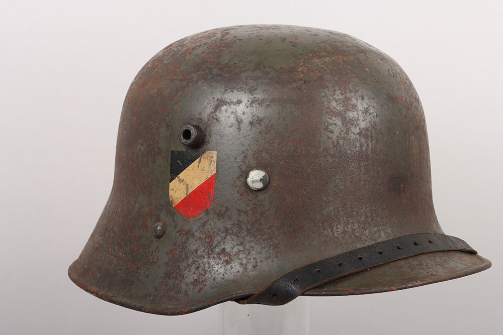 #784 – German Army Double Decal Austrian Transitional Steel Combat Helmet