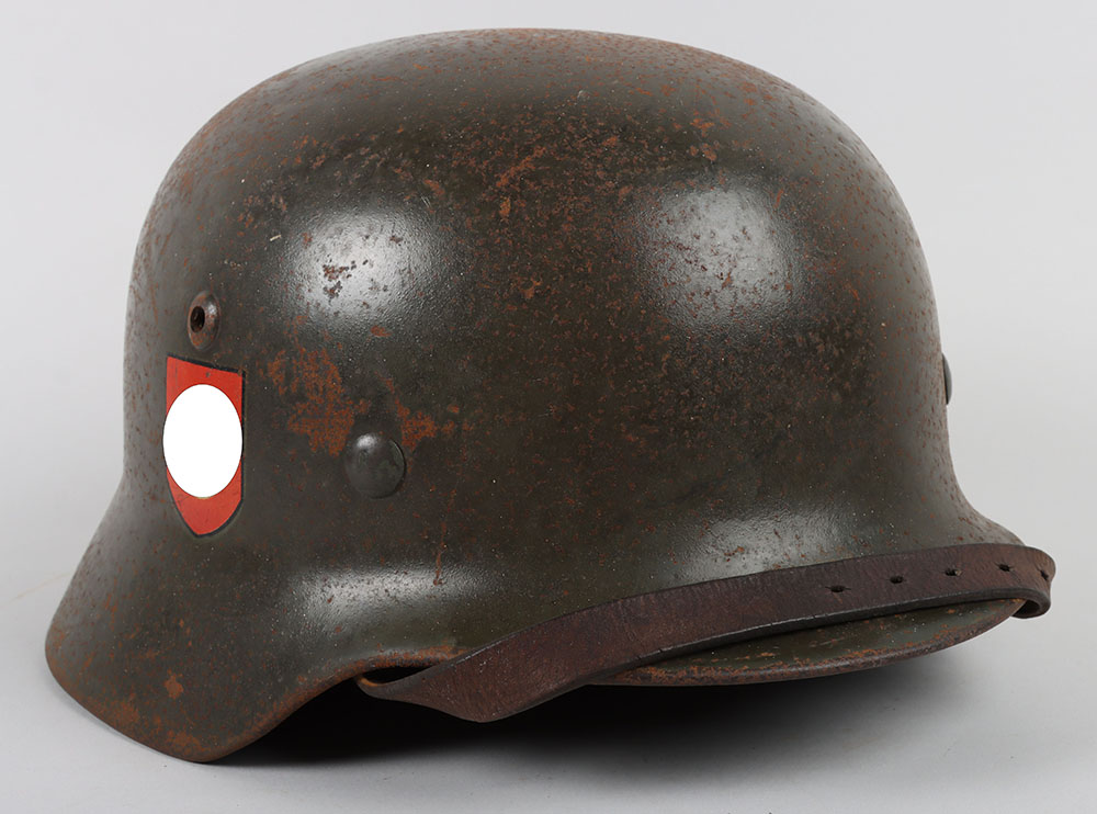 #785 – WW2 German SS Field Police Double Decal Steel Combat Helmet