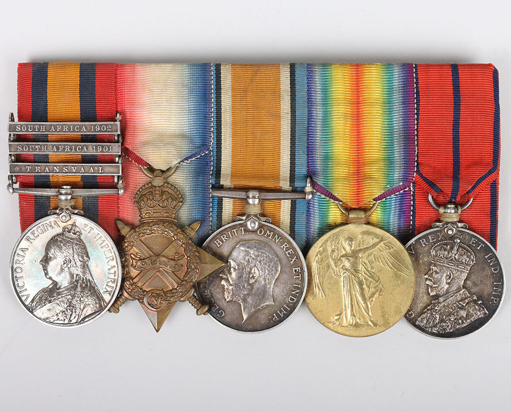 #80 – Boer War and Great War Medal Group of Five to a Policeman who Served in the Military Mounted Police During the Great War