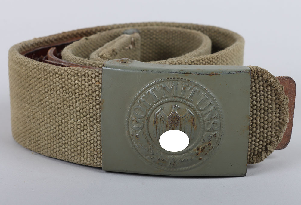 #832 – WW2 German Army (Heer) Afrikakorps (D.A.K) Tropical Webbing Belt with Belt Buckle by Schmöl & Comp., Menden