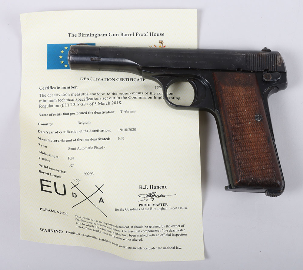 #860 – Deactivated WW2 German Issued FN Model 1922 Semi-Automatic Pistol