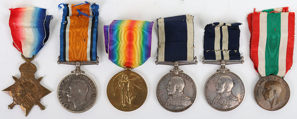 #87 – Great War Minesweeping Distinguished Service Medal and Long Service Group of Six to a Recipient who Survived the Sinking of H.M.S. Houge in September 1914