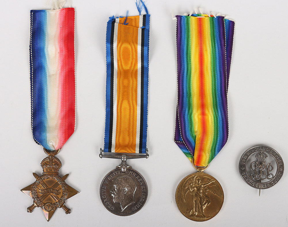 #93 – Great War 1914-15 Star Medal Trio and Silver War Badge to a Recipient Who Served in the Nottinghamshire and Derbyshire Regiment