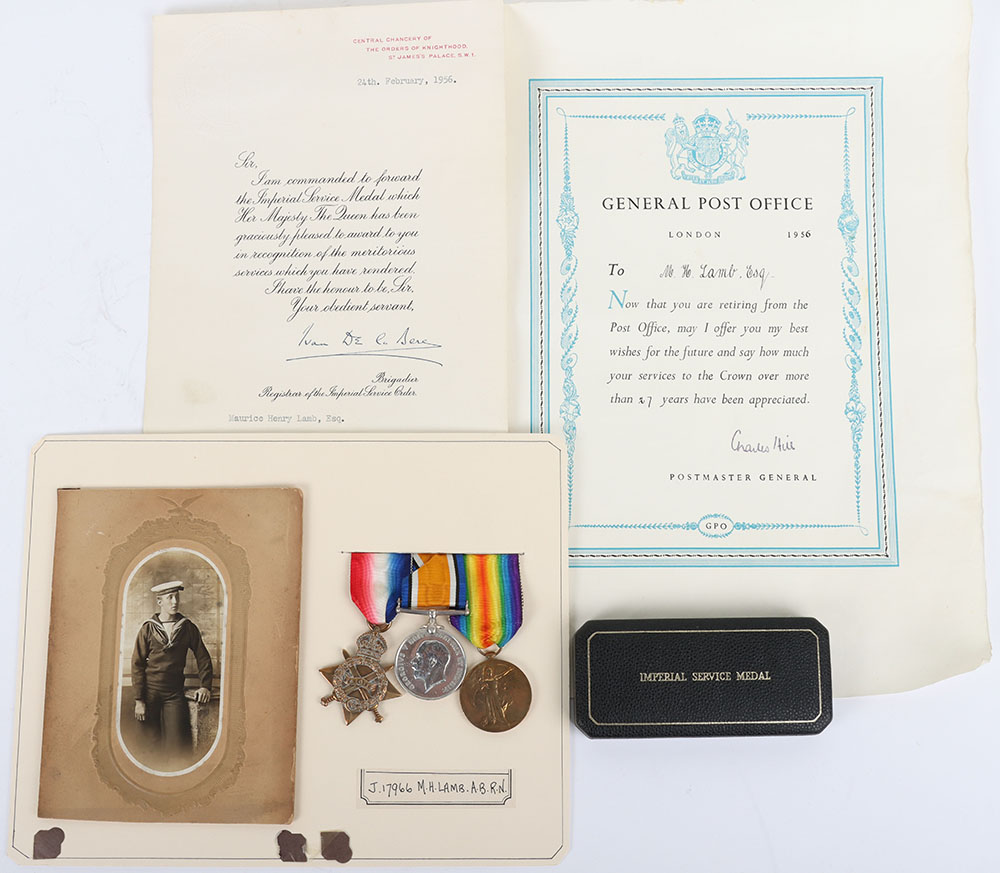 #94 – Great War 1914-15 Star Meal Trio for Service in the Royal Navy with an Elizabeth II Imperial Service Medal