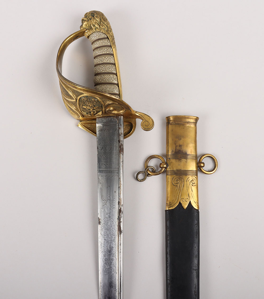 #962 – Georgian 1827 Pattern Royal Naval Officers Sword by Prosser, Maker to the King and Royal Family