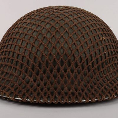 #245 – WW2 British Combat Helmet with Camouflage Net Cover