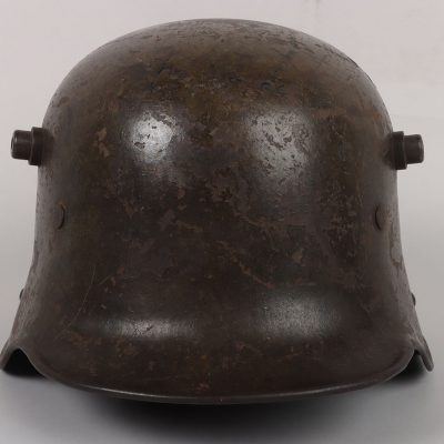 #306 – WW1 German M-16 Battle Damaged Steel Combat Helmet