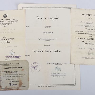 #429 – WW2 German Award Documents to Gefr. G. Ziegler, Grenadier regiment 121, 50. Infanterie Division