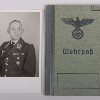 #524 – WW2 German Wehrpass to Oberstabsintendant Wilhelm Jung with Portrait Photo,