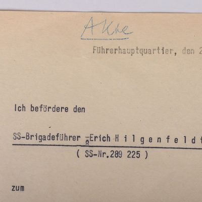 #545 – Period Archive File for the Promotion of SS-Brigadeführer Erich Hilgenfeld to SS-Gruppenführer