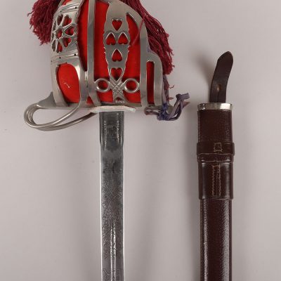 #594 – A EIIR Scottish Military Basket Hilt Broadsword of the Royal Scots by Wilkinson