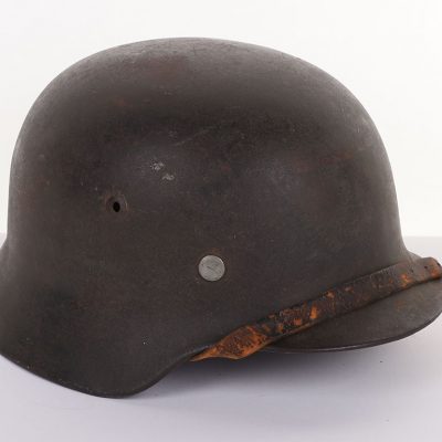 #135 – WW2 German M-35 Single Decal Kriegsmarine (Naval) Steel Combat Helmet