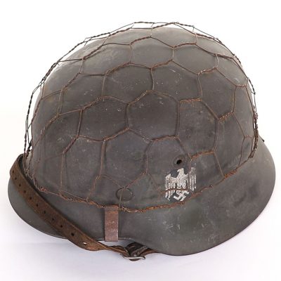 #136 – WW2 German Army M-35 Single Decal Steel Combat Helmet