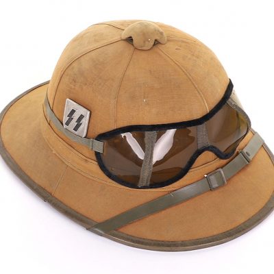 #145 – WW2 German Waffen-SS Italian / Greece Theatre of War Tropical Sun Helmet