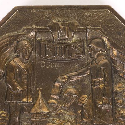 #239 – WW2 American Airborne – ‘NUTS DEC 44 – BASTOGNE’ Bronze plaque