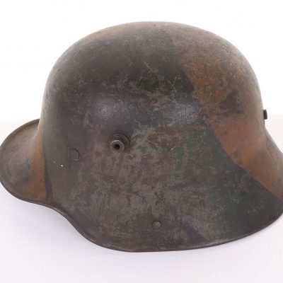 #338 – WW1 German M-17 Camouflaged Steel Combat Helmet