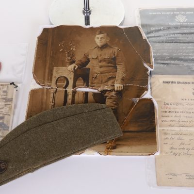 #74 – WW1 American Tunic, Paperwork & Photographs of Corporal E Meshert 312th Infantry Regiment 78th Division