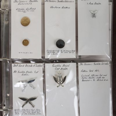 #108 – Folder of Gurkha Engineers, Gurkha Signals, Gurkha Army Service Corps, Queens Own Gurkha Transport Regiment and Gurkha Adjutant Generals Badges