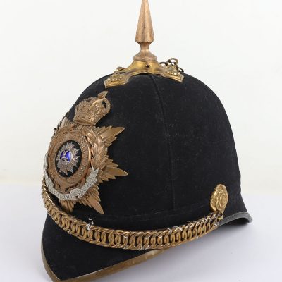 #132 – Post 1902 Bedfordshire Regiment Officers Home Service Helmet