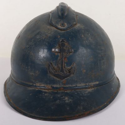 #144 – Rare WW1 French Colonial Naval / Marines Adrian Pattern Helmet