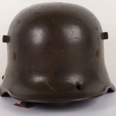 #459 – WW1 German M-17 Battle Damaged Steel Combat Helmet