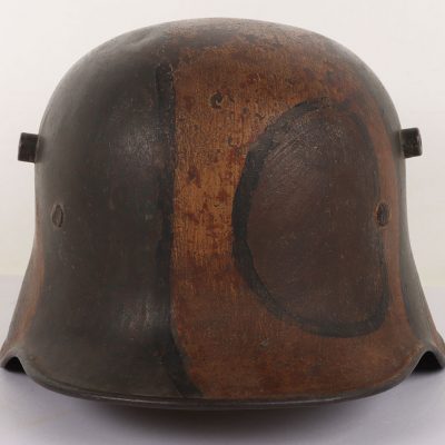 #466 – Scarce Imperial German M-18 Camouflaged Steel Combat Helmet